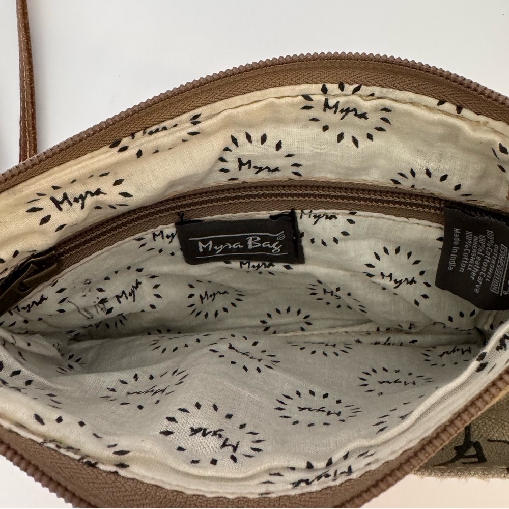 Myra Crossbody Bag Stamp Pocket Upcycled Canvas Country Cowhide Small Purse - Picture 8 of 15